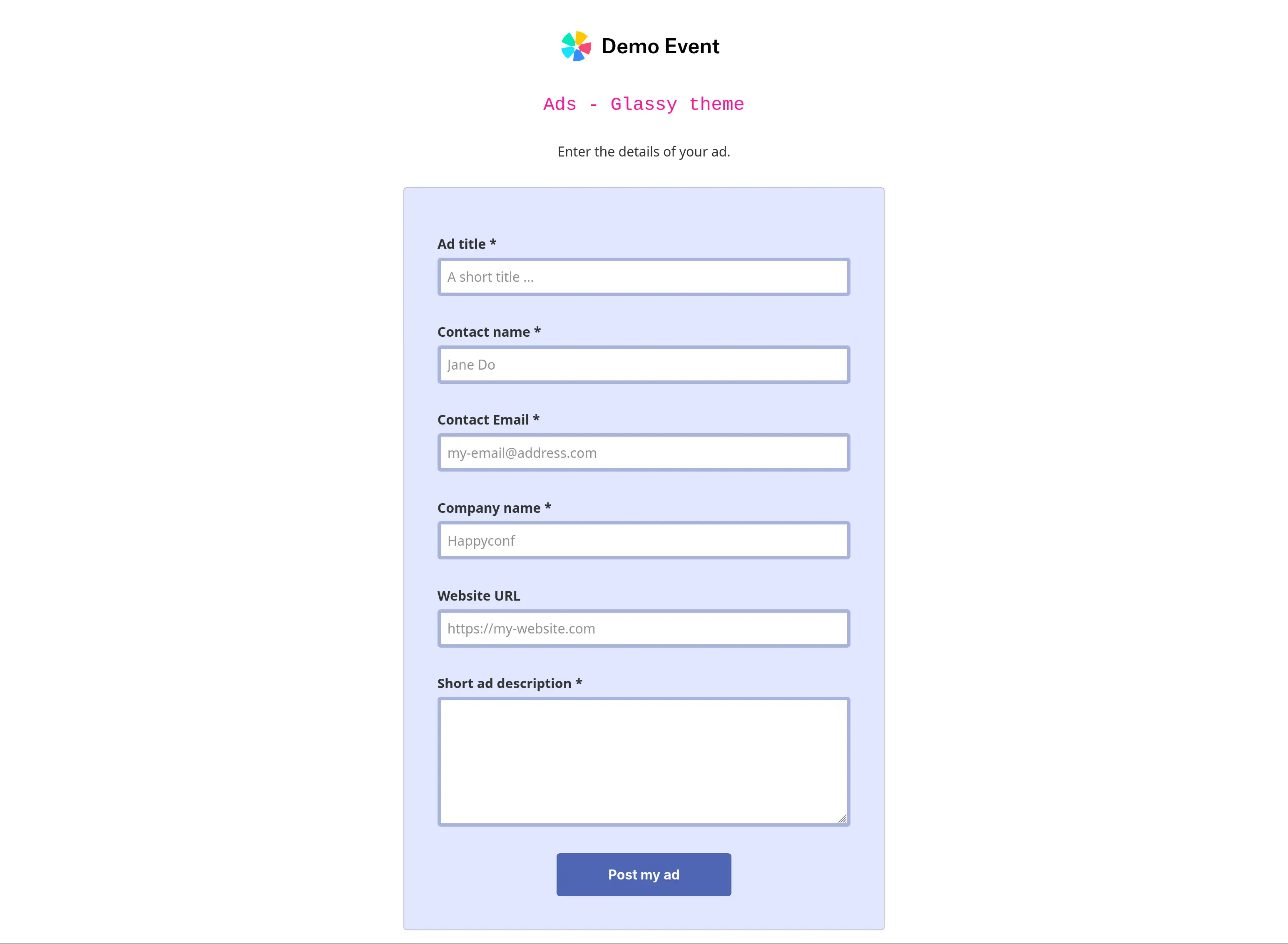 Ads form screenshow